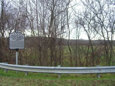 Buzzard Rock Native American Settlement Marker with floodplain in the background image. Click for full size.