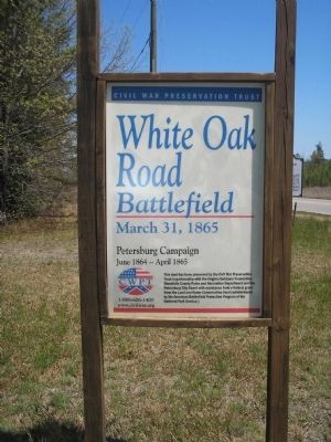 CWPT White Oak Road Battlefield Sign image. Click for full size.