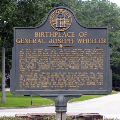 Birthplace of General Joseph Wheeler Marker image. Click for full size.