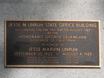 Jesse M. Unruh State Office Building Marker image. Click for full size.