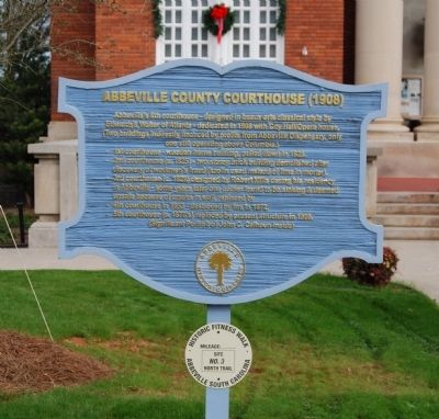 Abbeville County Courthouse (1908) Marker. Click for full size. Abbeville County Courthouse (1908) Marker image. Click for full size.