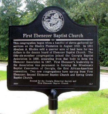 First Ebenezer Baptist Church Marker image. Click for full size.
