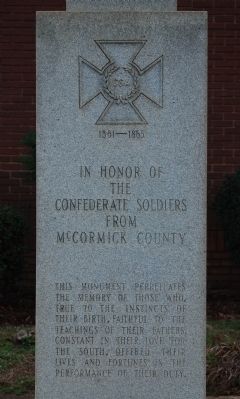 McCormick County Confederate Monument - East Side image. Click for full size.