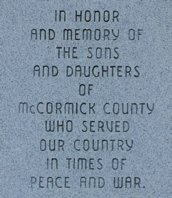 McCormick County Veterans Monument Marker image. Click for full size.