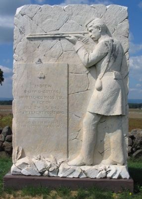 1st Company Massachusetts Sharpshooters Monument. Click for full size. 1st Company Massachusetts Sharpshooters Monument image. Click for full size.