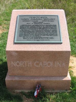 Twenty-Sixth North Carolina Regiment Marker. Click for full size. Twenty-Sixth North Carolina Regiment Marker image. Click for full size.