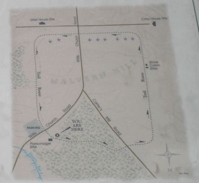 Malvern Hill Hiking Trail Map from Marker. Click for full size. Malvern Hill Hiking Trail Map from Marker image. Click for full size.