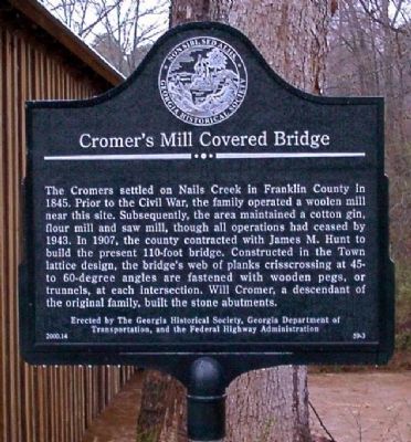 Cromer's Mill Covered Bridge Marker image. Click for full size.