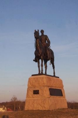 Maj. Gen. George Gordon Meade statue at dusk. image. Click for full size.
