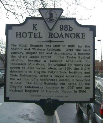 Hotel Roanoke Marker image. Click for full size.
