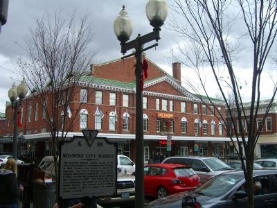 Roanoke City Market Building and Marker image. Click for full size.
