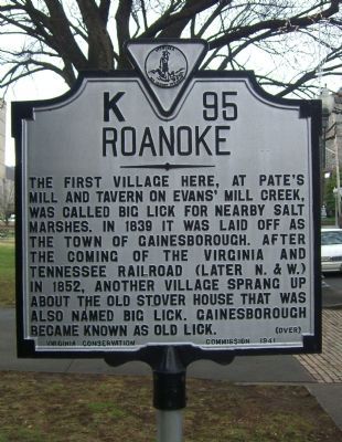 Roanoke Marker </b>front image. Click for full size.