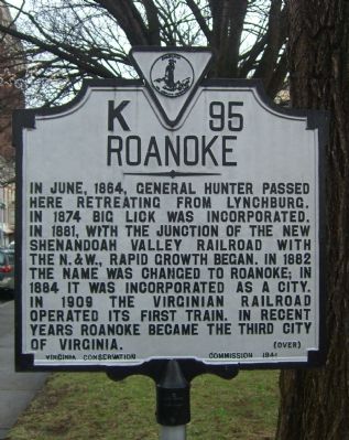 Roanoke Marker </b>reverse image. Click for full size.