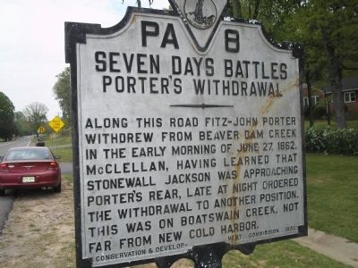 Porters Withdrawal Marker. Click for full size. Porters Withdrawal Marker image. Click for full size.