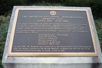 The American Red Cross - Harvard Field Hospital Unity Marker image. Click for full size.