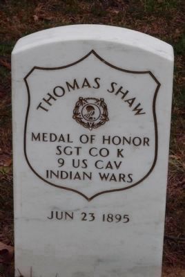 Grave marker for Medal of Honor recipient Sgt. Thomas Shaw, 9th U.S. Cavalry image. Click for full size.