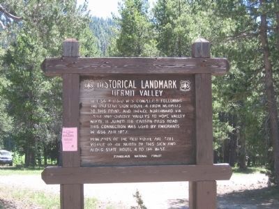 Hermit Valley Marker. Click for full size. Hermit Valley Marker image. Click for full size.