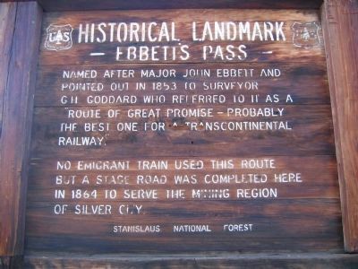 Ebbetts Pass Marker. Click for full size. Ebbetts Pass Marker image. Click for full size.