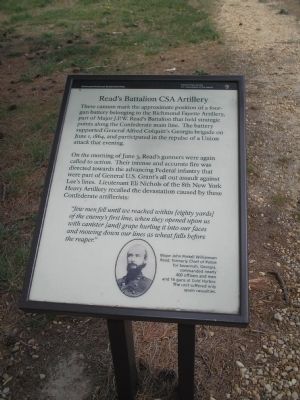 Reads Battalion CSA Artillery Marker image. Click for full size.