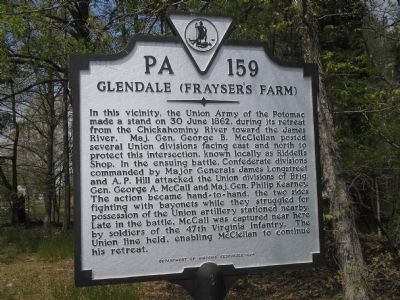 Glendale (Frayser’s Farm) Marker image. Click for full size.