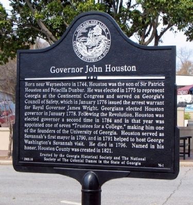 Governor John Houston Marker. Click for full size. Governor John Houston Marker image. Click for full size.