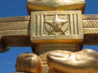 Close Up of the "Indian Head" Symbol on the Sword image. Click for full size.