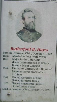 Rutherford B. Hayes detail on the Two Future Presidents In Wartime Retreat Marker image. Click for full size.