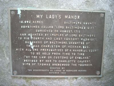 My Lady's Manor Marker. Click for full size. My Lady's Manor Marker image. Click for full size.