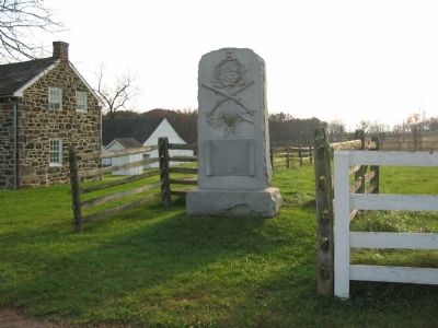 Monument with the Slyder Farm House in the Background image. Click for full size.