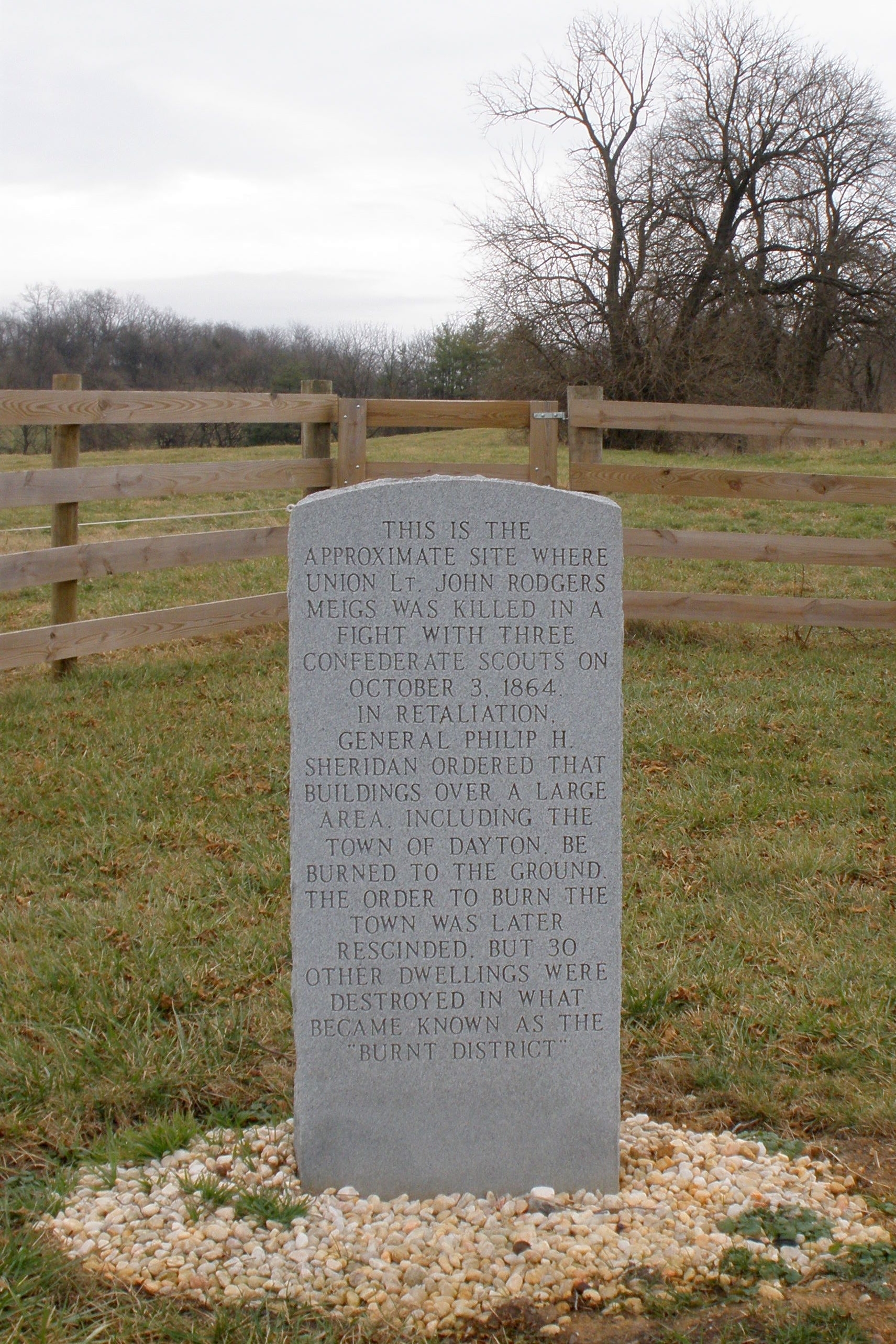 Site Where Lt. John Rodgers Meigs Was Killed Marker