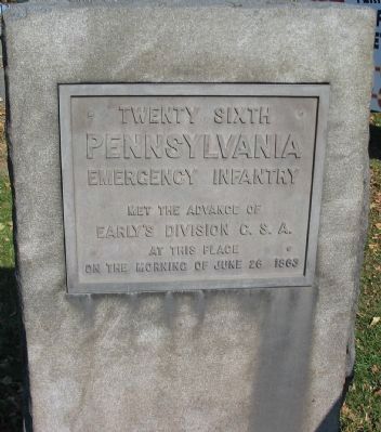 Twenty Sixth Pennsylvania Emergency Infantry Marker image. Click for full size.