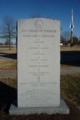 29th Infantry Division, United States Army Memorial - Reverse image. Click for full size.