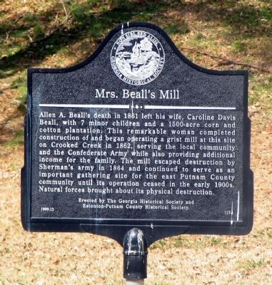 Mrs. Beall's Mill Marker image. Click for full size.