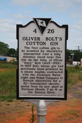 Oliver Bolt's Cotton Gin Marker image. Click for full size.