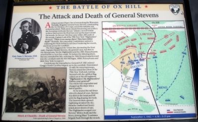 The Attack and Death of General Stevens Marker image. Click for full size.