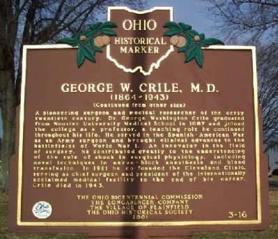 George W. Crile, M. D. Marker (Side B) image. Click for full size.