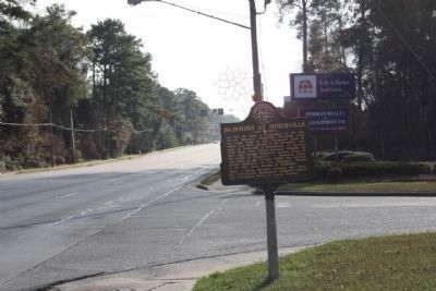 Skirmish at Hinesville Marker, looking south on US 84 at Ryon Ave. image. Click for full size.