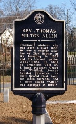 Rev. Thomas Milton Allen Marker. Click for full size. Rev. Thomas Milton Allen Marker image. Click for full size.