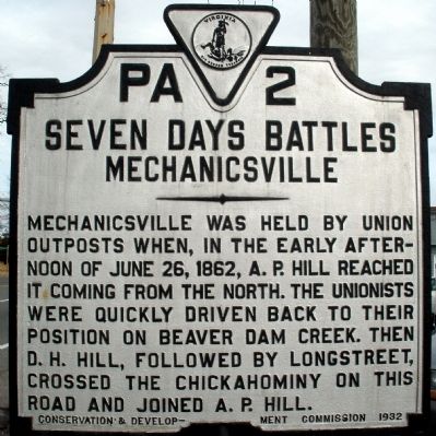 Seven Days Battles - Mechanicsville Marker image. Click for full size.