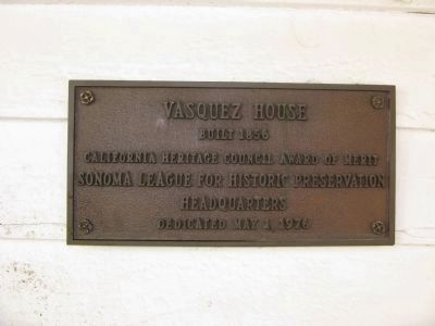 Vasquez House Marker image. Click for full size.