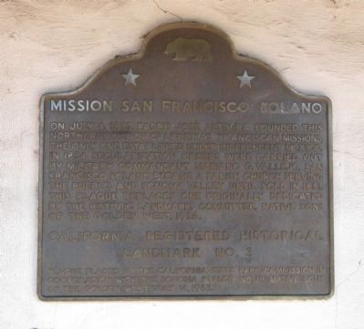 Mission San Francisco Solano Marker image. Click for full size.