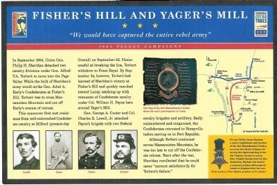 Fisher’s Hill and Yager’s Mill Marker image. Click for full size.