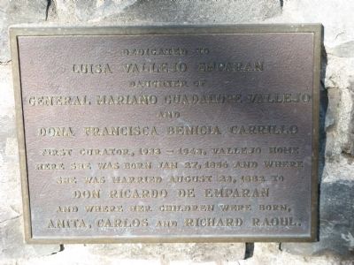 Luisa Vallejo Emparan Marker Located at the Foot of the Steps Leading to The Hermitage image. Click for full size.