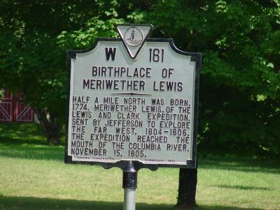 Birthplace of Meriwether Lewis Marker image. Click for full size.