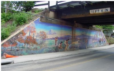 Railroad Underpass Mural, by Bob Kirchman. Click for full size. Railroad Underpass Mural, by Bob Kirchman image. Click for full size.