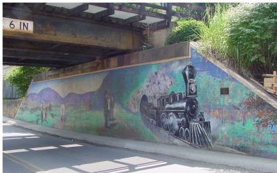 Railroad Underpass Mural, by Bob Kirchman. Click for full size. Railroad Underpass Mural, by Bob Kirchman image. Click for full size.