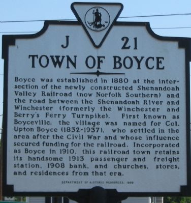 Town of Boyce Marker. Click for full size. Town of Boyce Marker image. Click for full size.