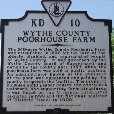 Wythe County Poorhouse Farm Marker image. Click for full size.