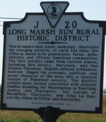 Long Marsh Run Rural Historic District Marker image. Click for full size.