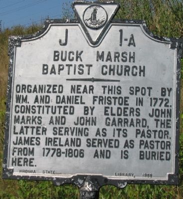 Buck Marsh Baptist Church Marker image. Click for full size.